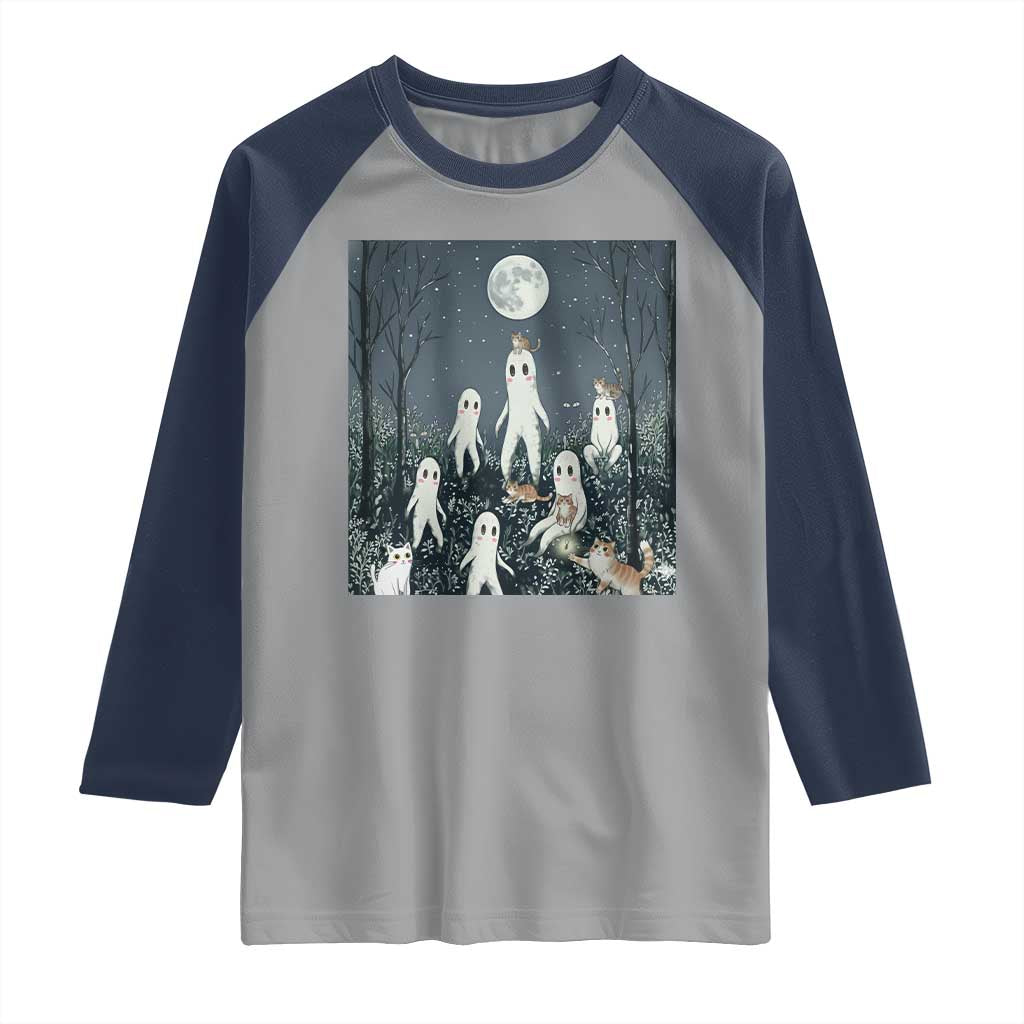 Fresno Nightkittens Nightcrawler Raglan Shirt Funny Horror Cat Cryptid Lover Gift TS12 Sport Gray Navy Print Your Wear