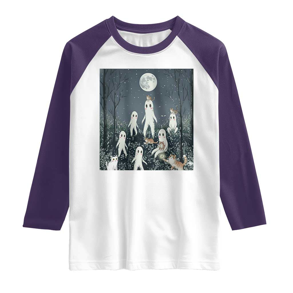 Fresno Nightkittens Nightcrawler Raglan Shirt Funny Horror Cat Cryptid Lover Gift TS12 White Purple Print Your Wear