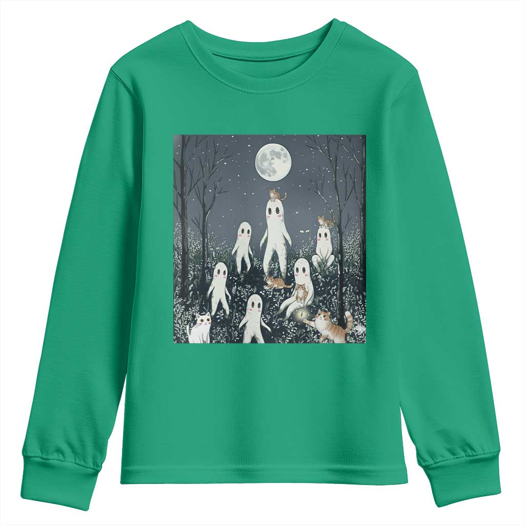 Fresno Nightkittens Nightcrawler Youth Sweatshirt Funny Horror Cat Cryptid Lover Gift TS12 Irish Green Print Your Wear