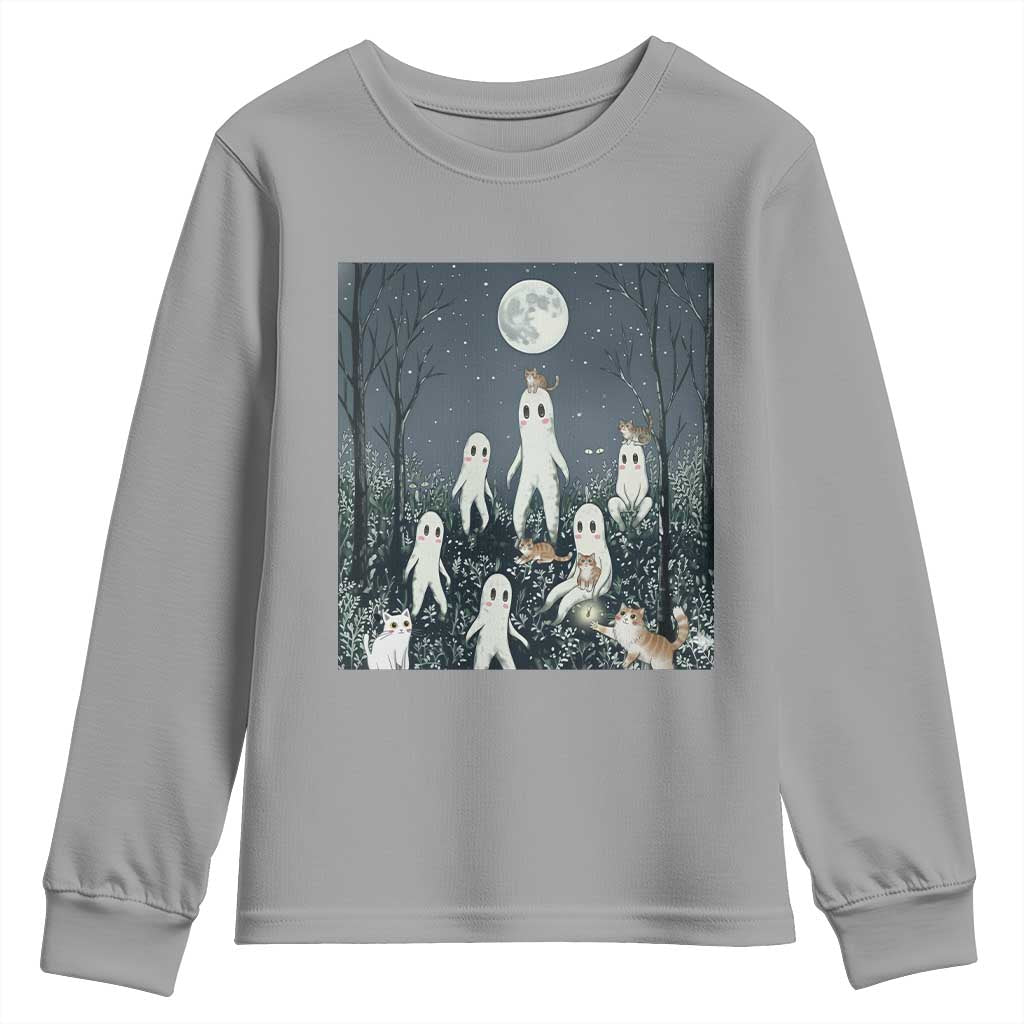 Fresno Nightkittens Nightcrawler Youth Sweatshirt Funny Horror Cat Cryptid Lover Gift TS12 Sport Gray Print Your Wear
