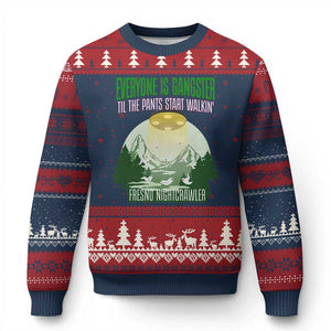 Fresno Nightcrawler Ugly Christmas Sweater Everyone Is Gangster Til The Pants Start Walkin TS12 Navy Red Print Your Wear