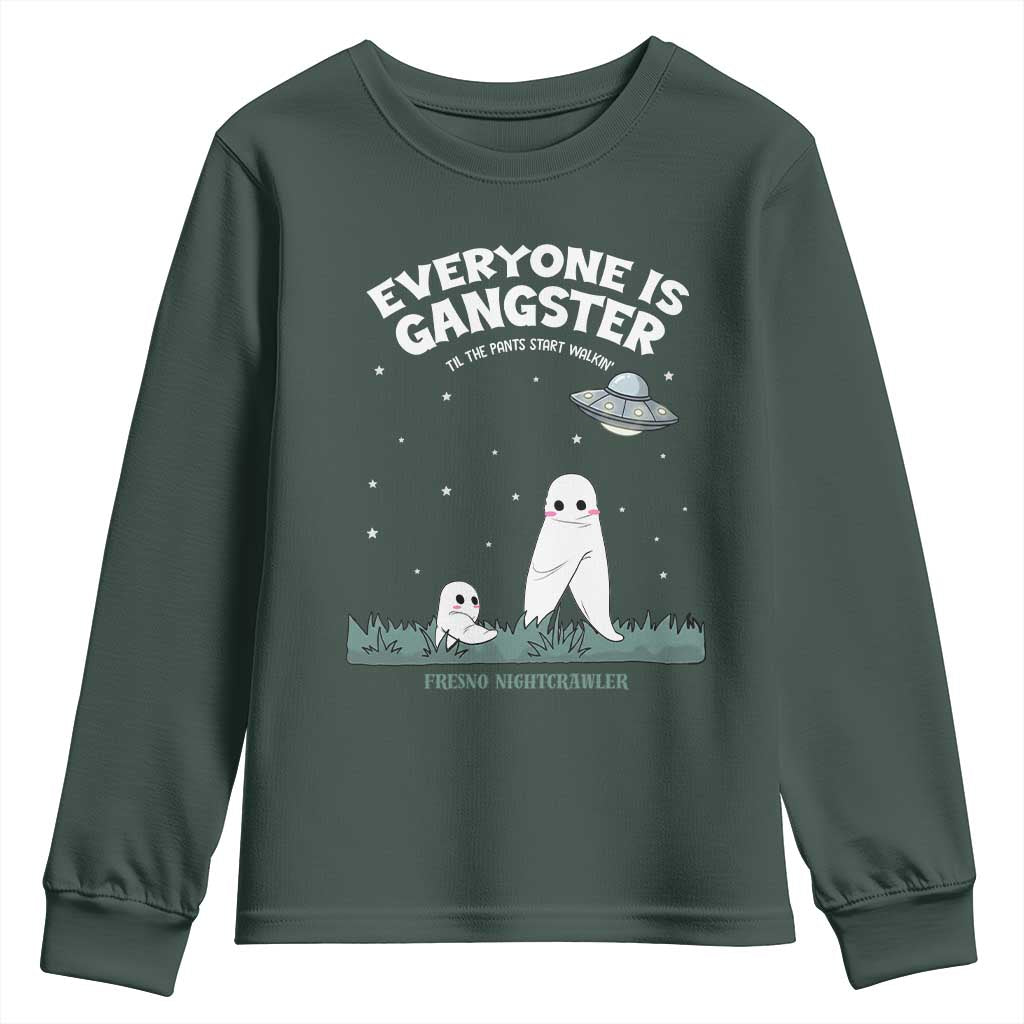 Gangster Til The Pants Start Walkin Nightcrawler Youth Sweatshirt Funny Cryptid Hunter TS12 Dark Forest Green Print Your Wear
