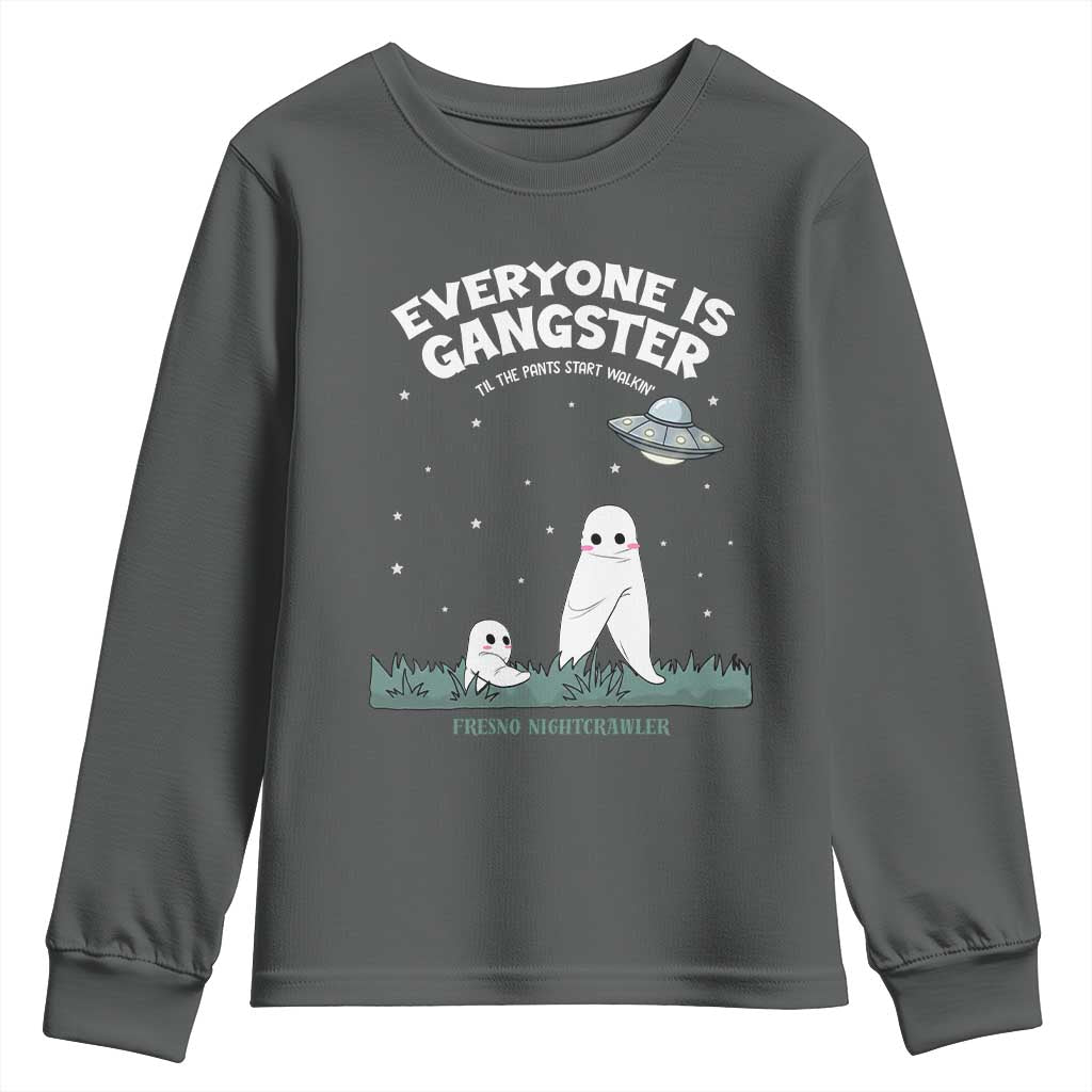 Gangster Til The Pants Start Walkin Nightcrawler Youth Sweatshirt Funny Cryptid Hunter TS12 Dark Heather Print Your Wear