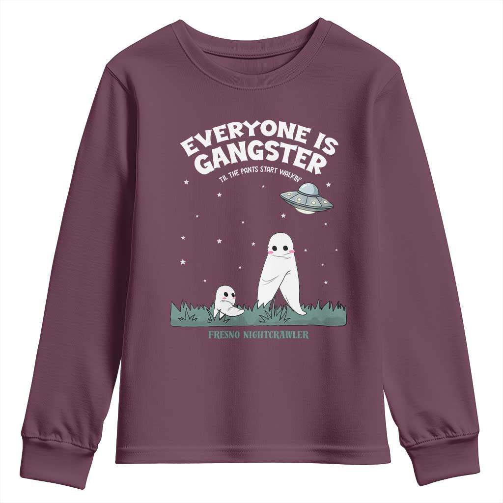 Gangster Til The Pants Start Walkin Nightcrawler Youth Sweatshirt Funny Cryptid Hunter TS12 Maroon Print Your Wear