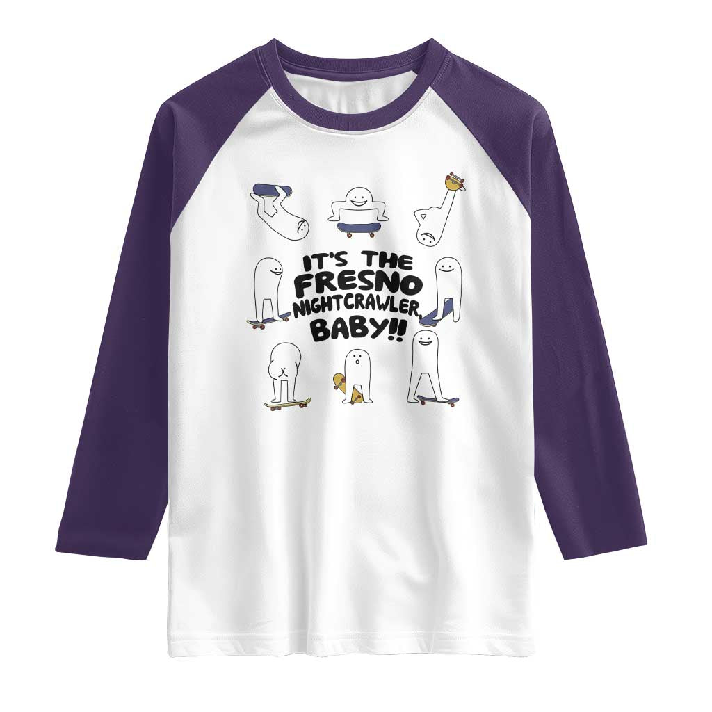 Its The Fresno Nightcrawler Baby Raglan Shirt Funny Cryptid Skate Style Gift TS12 White Purple Print Your Wear