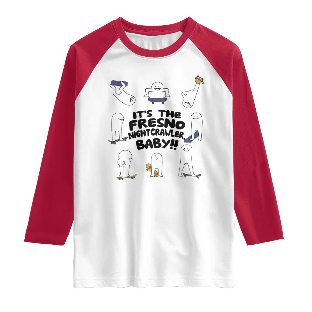 Its The Fresno Nightcrawler Baby Raglan Shirt Funny Cryptid Skate Style Gift TS12 White Red Print Your Wear