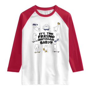 Its The Fresno Nightcrawler Baby Raglan Shirt Funny Cryptid Skate Style Gift TS12 White Red Print Your Wear