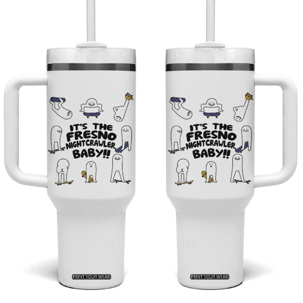 Its The Fresno Nightcrawler Baby Tumbler With Handle Funny Cryptid Skate Style Gift TS12 One Size: 40 oz White Print Your Wear