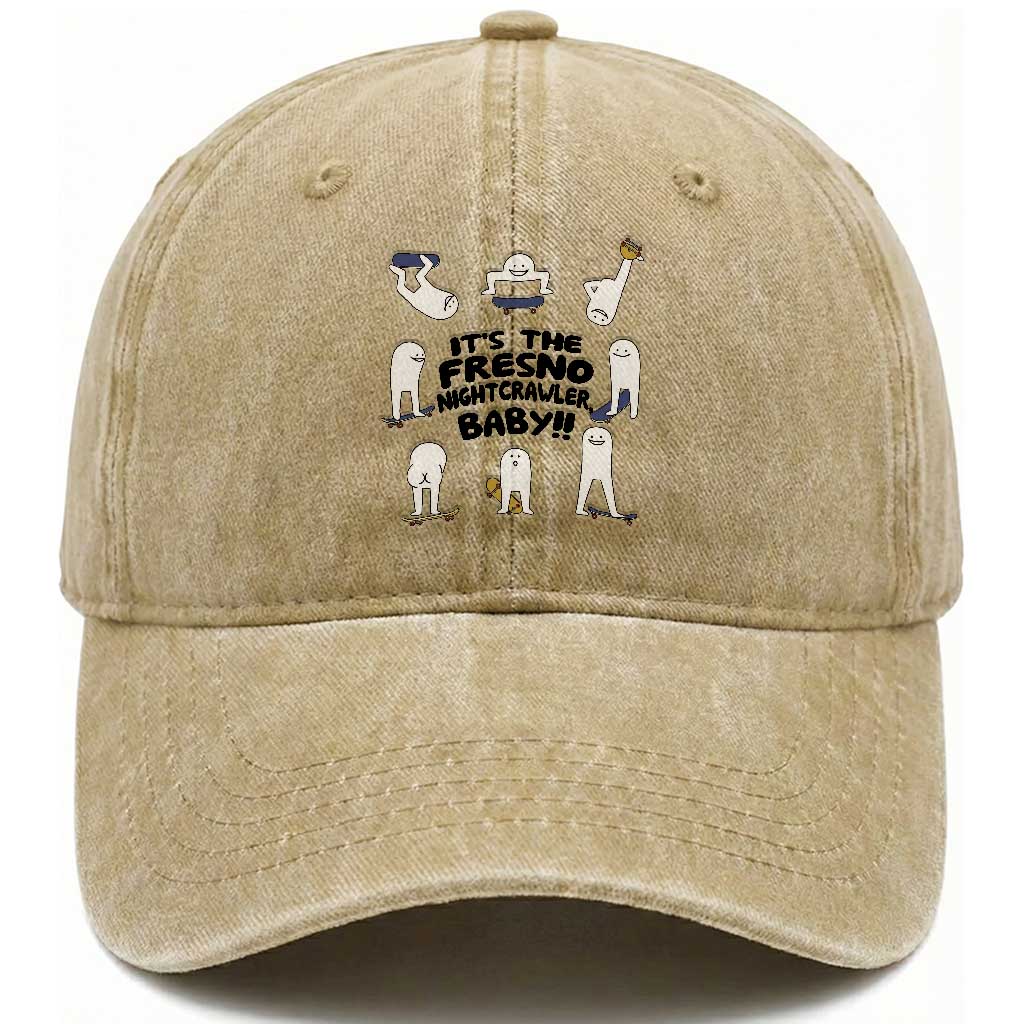 Its The Fresno Nightcrawler Baby Washed Cotton Baseball Cap Funny Cryptid Skate Style Gift TS12 Print Your Wear