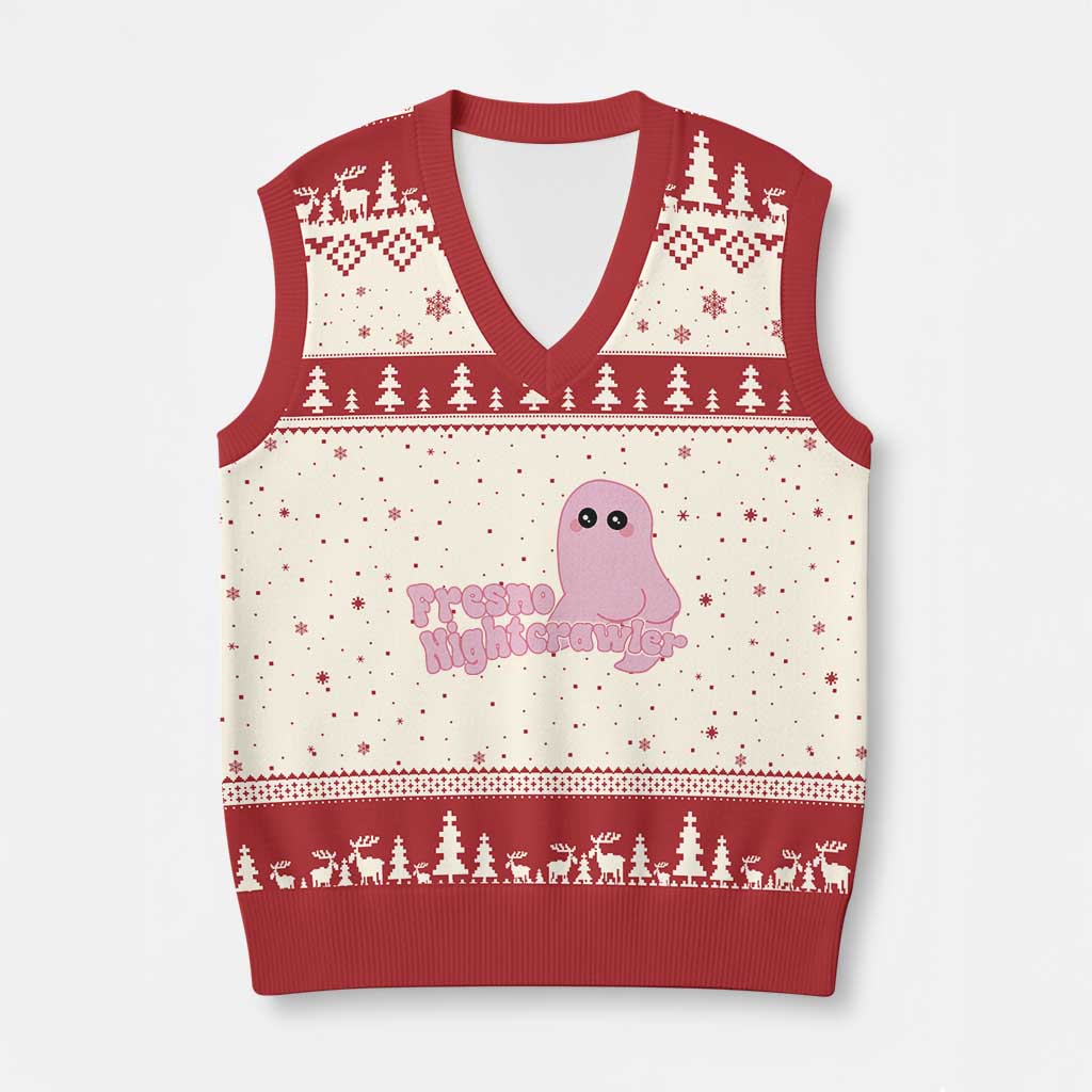 Pink Fresno Nightcrawler V-Neck Knit Sweater Vest Cryptidcore Aesthetic Gift For Girl TS12 Beige Red Print Your Wear