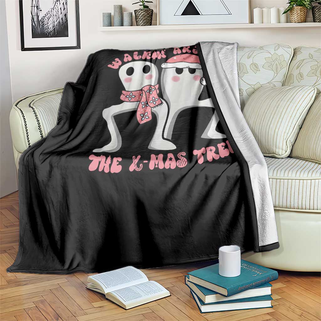Walkin Around The Xmas Tree Throw Blanket Fresno Nightcrawler Cryptid Christmas Gift TS12 Print Your Wear