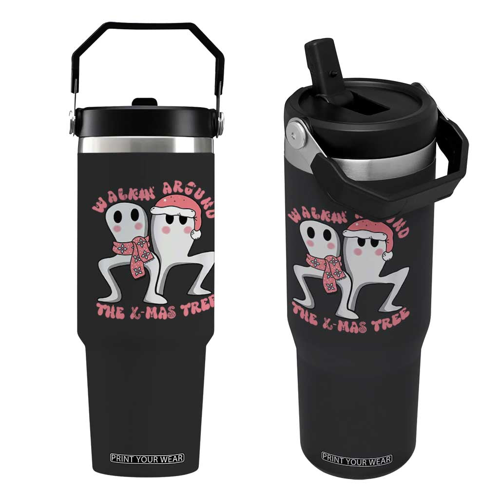 Walkin Around The Xmas Tree Flip Straw Tumbler Fresno Nightcrawler Cryptid Christmas Gift TS12 One Size: 30 oz Black Print Your Wear