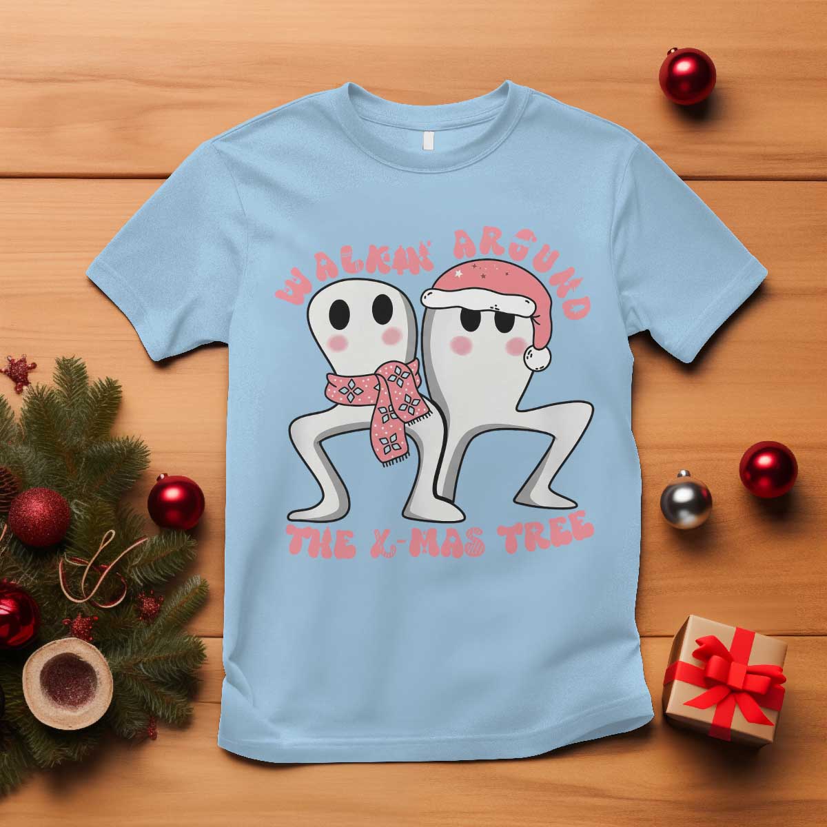 Walkin Around The Xmas Tree T Shirt Fresno Nightcrawler Cryptid Christmas Gift TS12 Light Blue Print Your Wear