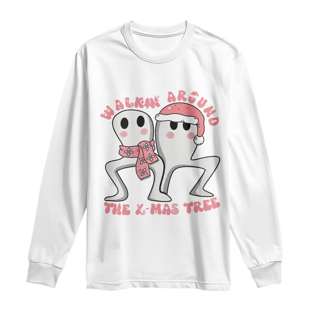 Walkin Around The Xmas Tree Long Sleeve Shirt Fresno Nightcrawler Cryptid Christmas Gift TS12 White Print Your Wear