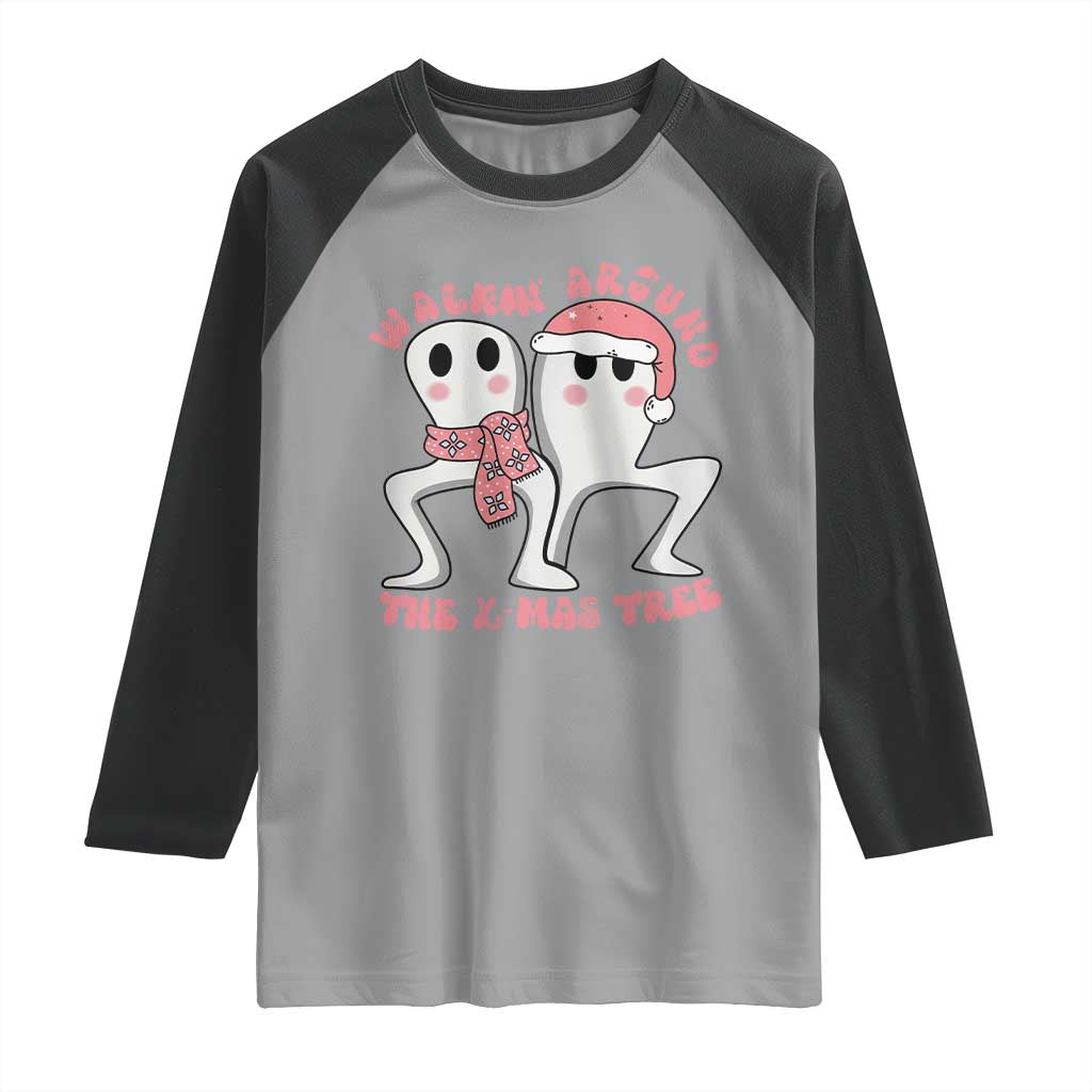 Walkin Around The Xmas Tree Raglan Shirt Fresno Nightcrawler Cryptid Christmas Gift TS12 Sport Gray Black Print Your Wear