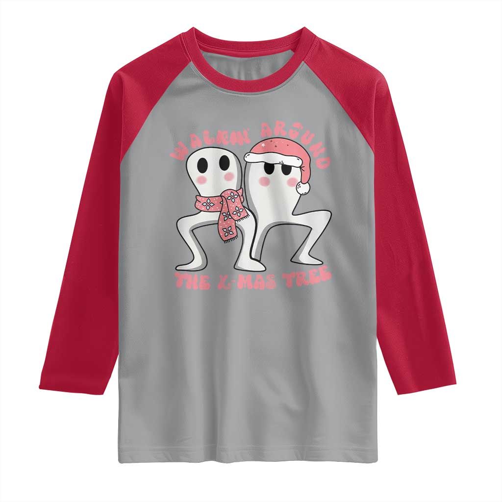 Walkin Around The Xmas Tree Raglan Shirt Fresno Nightcrawler Cryptid Christmas Gift TS12 Sport Gray Red Print Your Wear