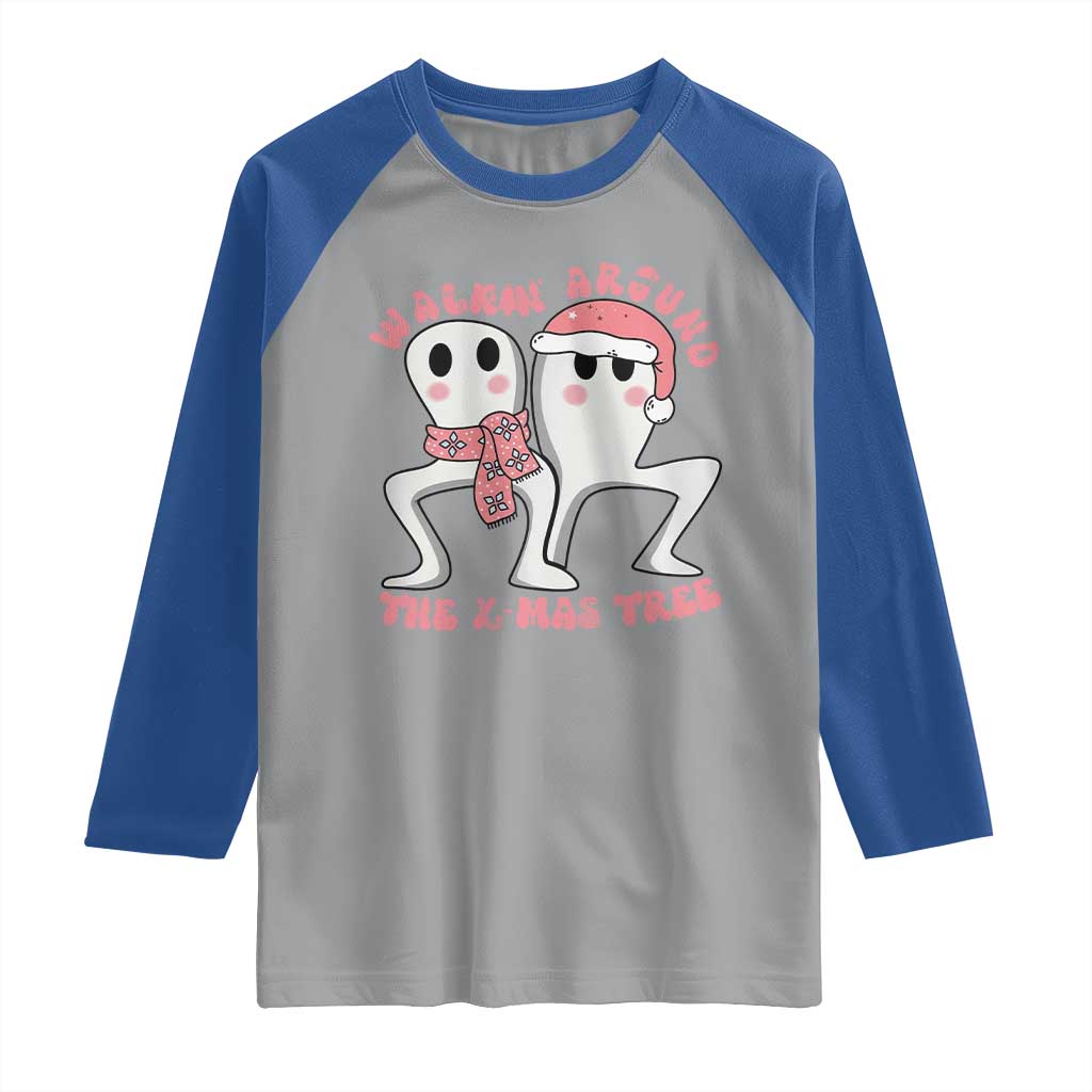 Walkin Around The Xmas Tree Raglan Shirt Fresno Nightcrawler Cryptid Christmas Gift TS12 Sport Gray Royal Print Your Wear