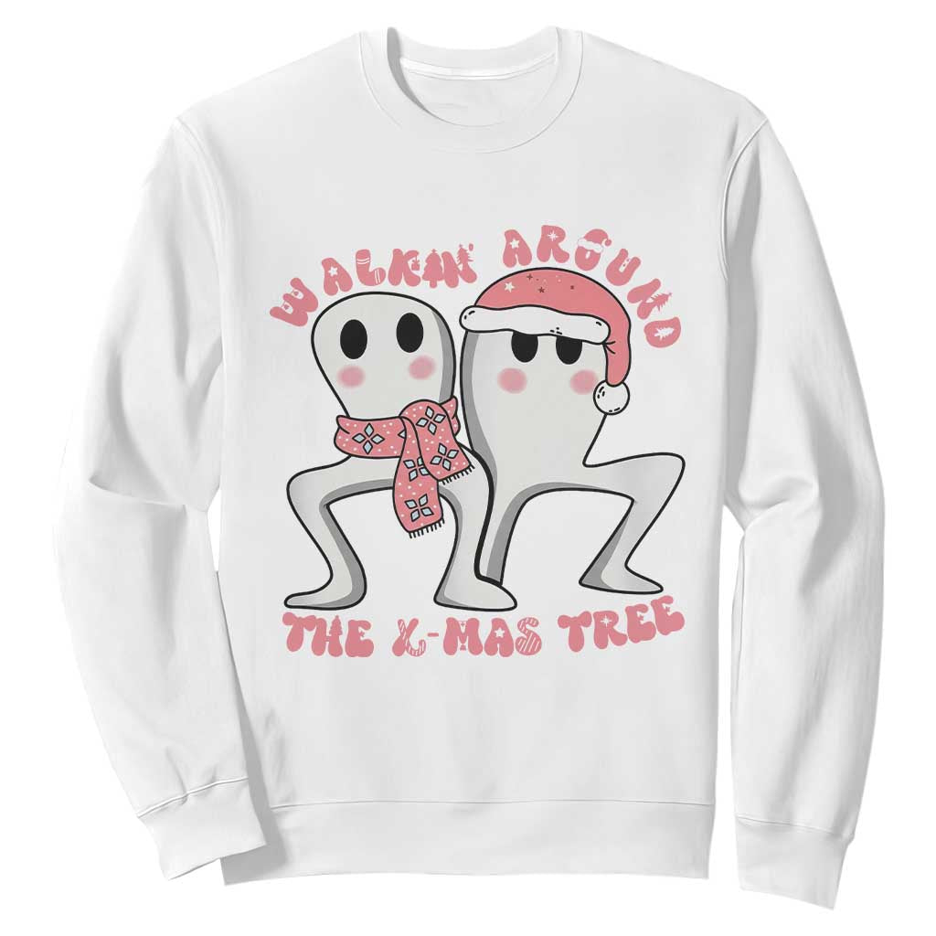 Walkin Around The Xmas Tree Sweatshirt Fresno Nightcrawler Cryptid Christmas Gift TS12 White Print Your Wear