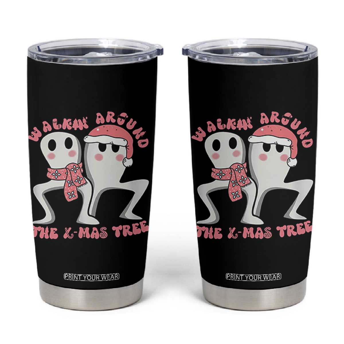 Walkin Around The Xmas Tree Tumbler Cup Fresno Nightcrawler Cryptid Christmas Gift TS12 Black Print Your Wear