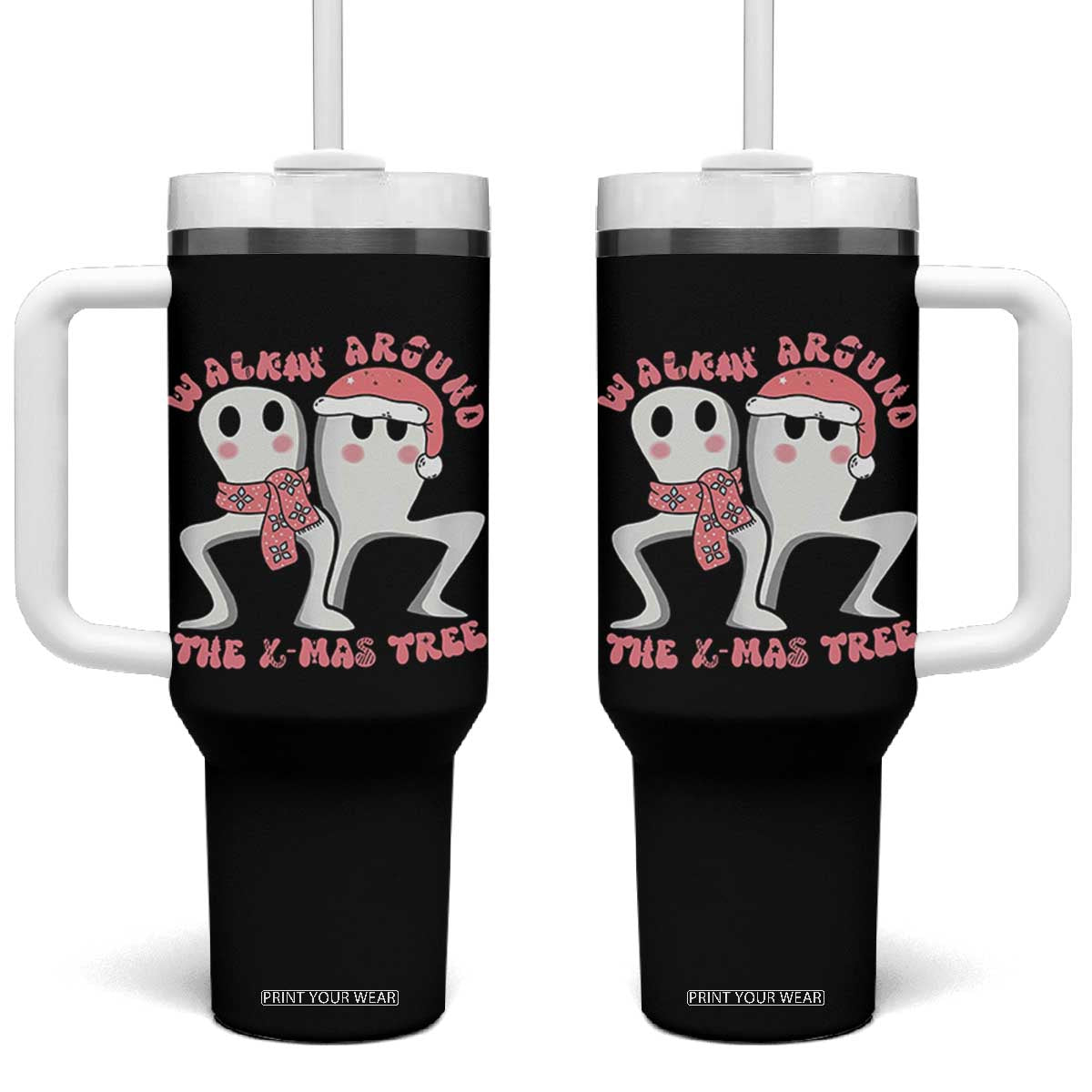 Walkin Around The Xmas Tree Tumbler With Handle Fresno Nightcrawler Cryptid Christmas Gift TS12 One Size: 40 oz Black Print Your Wear
