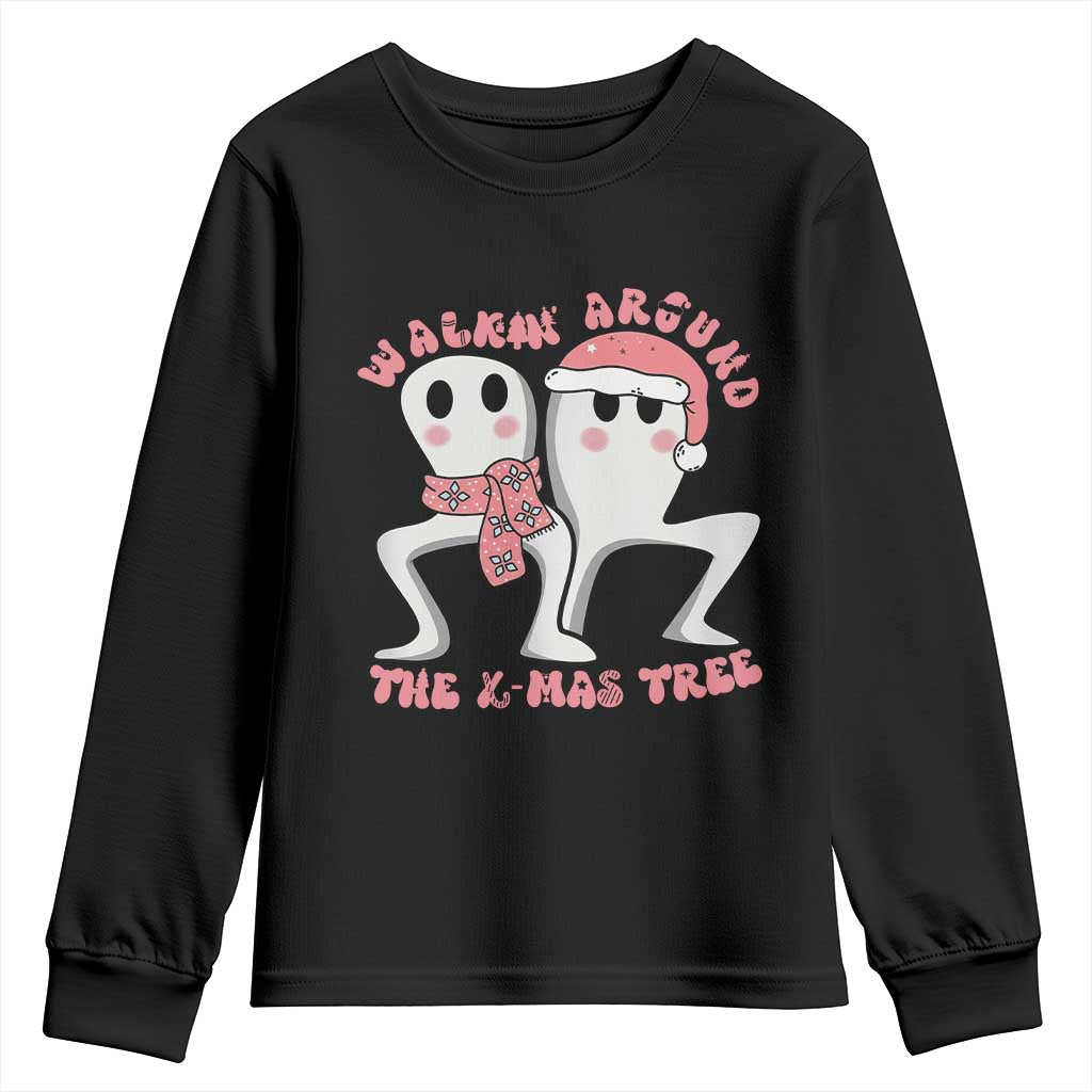 Walkin Around The Xmas Tree Youth Sweatshirt Fresno Nightcrawler Cryptid Christmas Gift TS12 Black Print Your Wear