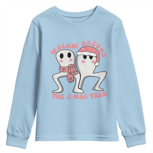 Walkin Around The Xmas Tree Youth Sweatshirt Fresno Nightcrawler Cryptid Christmas Gift TS12 Light Blue Print Your Wear