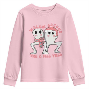 Walkin Around The Xmas Tree Youth Sweatshirt Fresno Nightcrawler Cryptid Christmas Gift TS12 Light Pink Print Your Wear