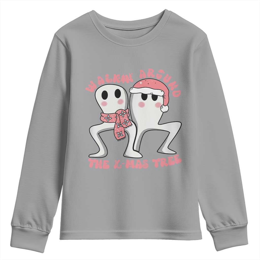 Walkin Around The Xmas Tree Youth Sweatshirt Fresno Nightcrawler Cryptid Christmas Gift TS12 Sport Gray Print Your Wear