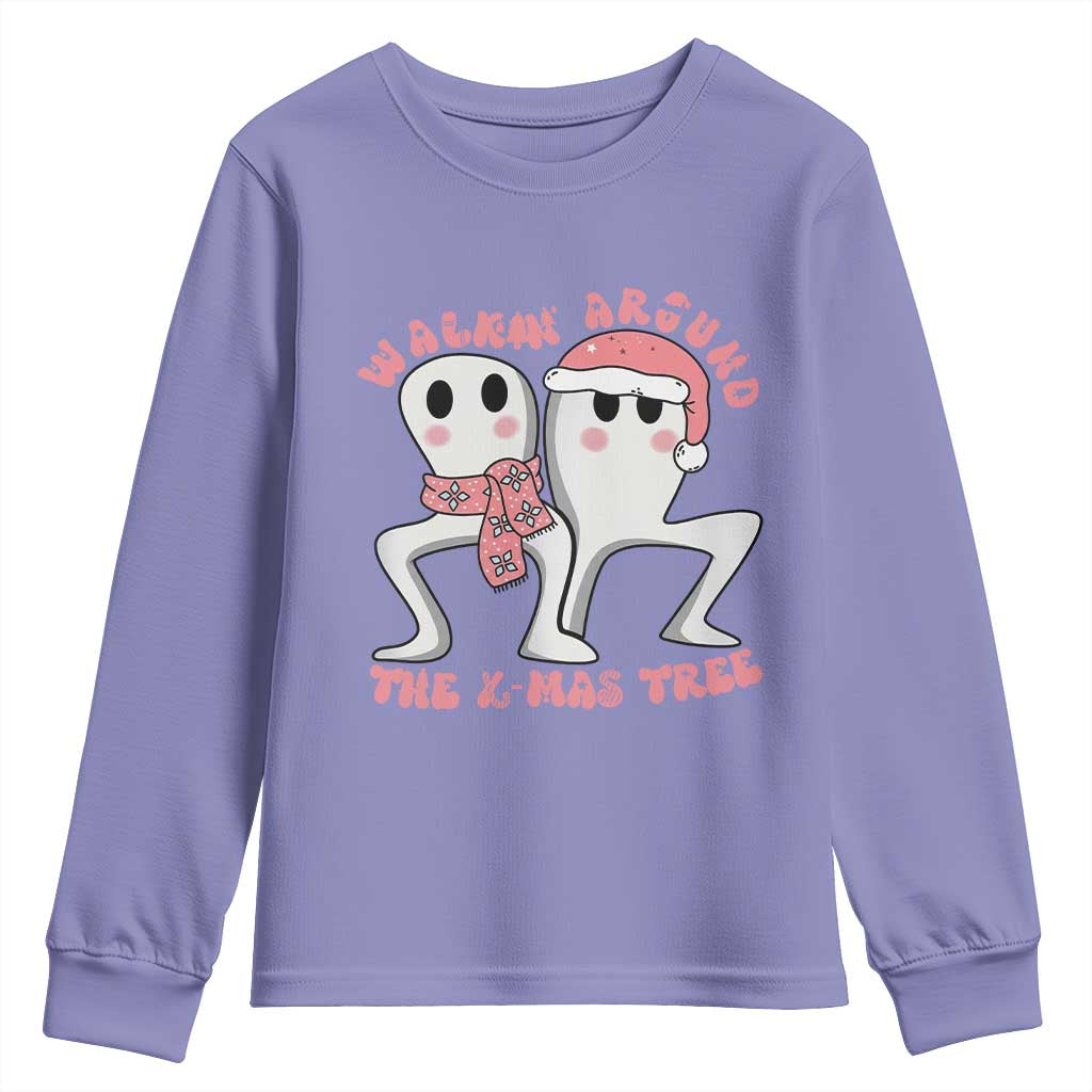 Walkin Around The Xmas Tree Youth Sweatshirt Fresno Nightcrawler Cryptid Christmas Gift TS12 Violet Print Your Wear