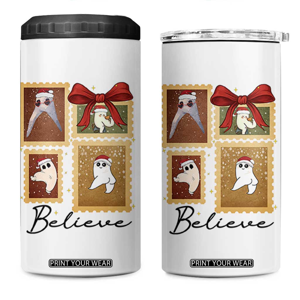 Fresno Nightcrawler Cryptid Christmas Believe Gift 4 in 1 Can Cooler Tumbler TS12 One Size: 16 oz White Print Your Wear