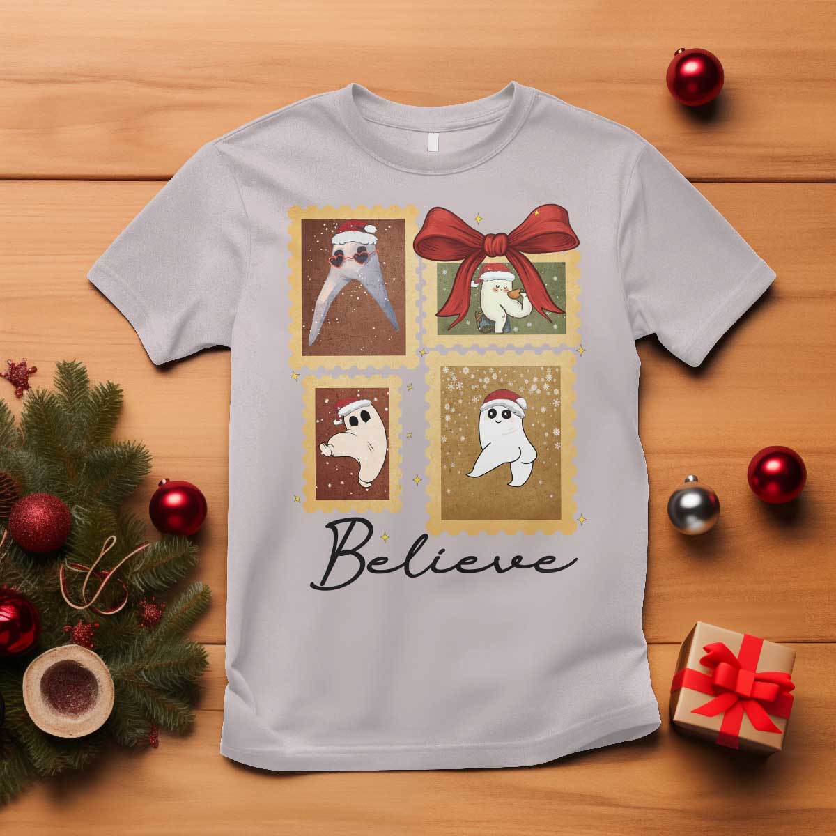 Fresno Nightcrawler Cryptid Christmas Believe Gift T Shirt TS12 Ice Gray Print Your Wear
