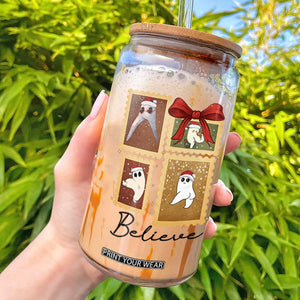 Fresno Nightcrawler Cryptid Christmas Believe Gift Glass Can TS12 White Print Your Wear