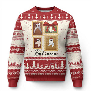 Fresno Nightcrawler Cryptid Xmas Believe Gift Ugly Christmas Sweater TS12 Beige Red Print Your Wear