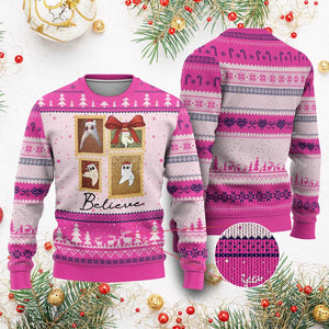 Fresno Nightcrawler Cryptid Xmas Believe Gift Ugly Christmas Sweater TS12 Hot Pink Print Your Wear
