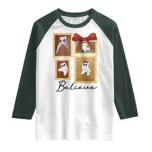 Fresno Nightcrawler Cryptid Christmas Believe Gift Raglan Shirt TS12 White Dark Forest Green Print Your Wear