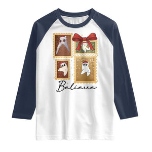 Fresno Nightcrawler Cryptid Christmas Believe Gift Raglan Shirt TS12 White Navy Print Your Wear