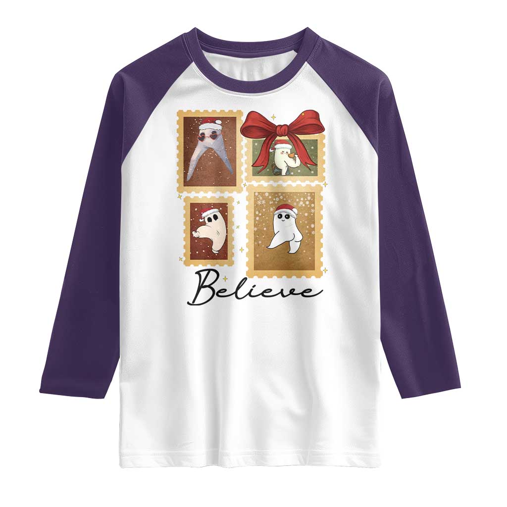Fresno Nightcrawler Cryptid Christmas Believe Gift Raglan Shirt TS12 White Purple Print Your Wear