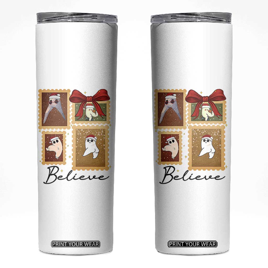 Fresno Nightcrawler Cryptid Christmas Believe Gift Skinny Tumbler TS12 White Print Your Wear