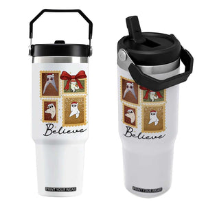 Fresno Nightcrawler Cryptid Christmas Believe Gift Flip Straw Tumbler TS12 One Size: 30 oz White Print Your Wear