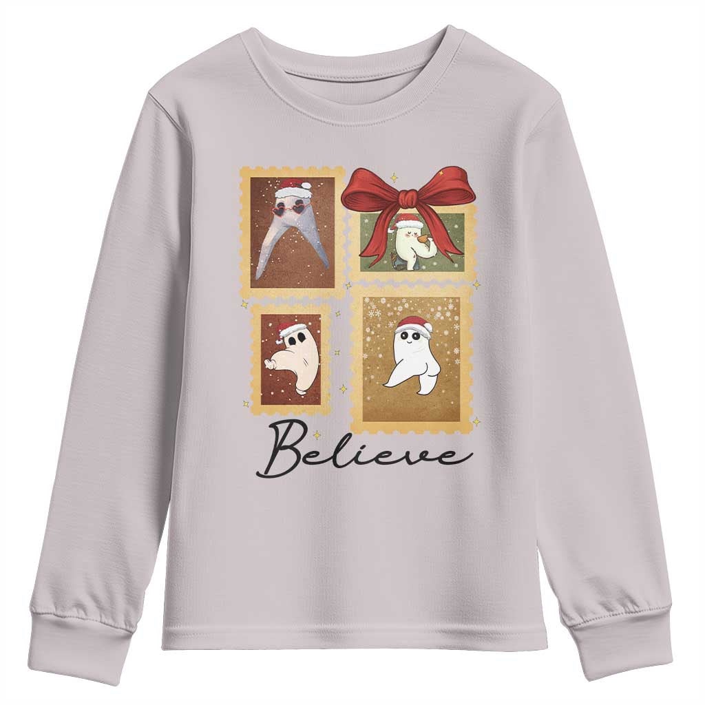 Fresno Nightcrawler Cryptid Christmas Believe Gift Youth Sweatshirt TS12 Ice Gray Print Your Wear