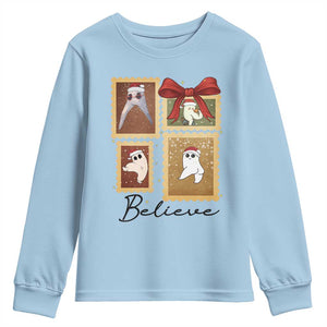 Fresno Nightcrawler Cryptid Christmas Believe Gift Youth Sweatshirt TS12 Light Blue Print Your Wear