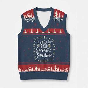 Im Just A Ray Of Sarcastic Sunshine V-Neck Knit Sweater Vest Funny Attitude Gift TS12 Navy Red Print Your Wear
