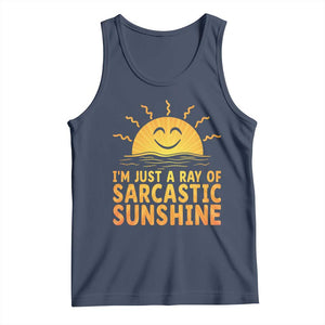 Funny Im Just A Ray Of Sarcastic Sunshine Tank Top No Filter Attitude Gift TS12 Navy Print Your Wear