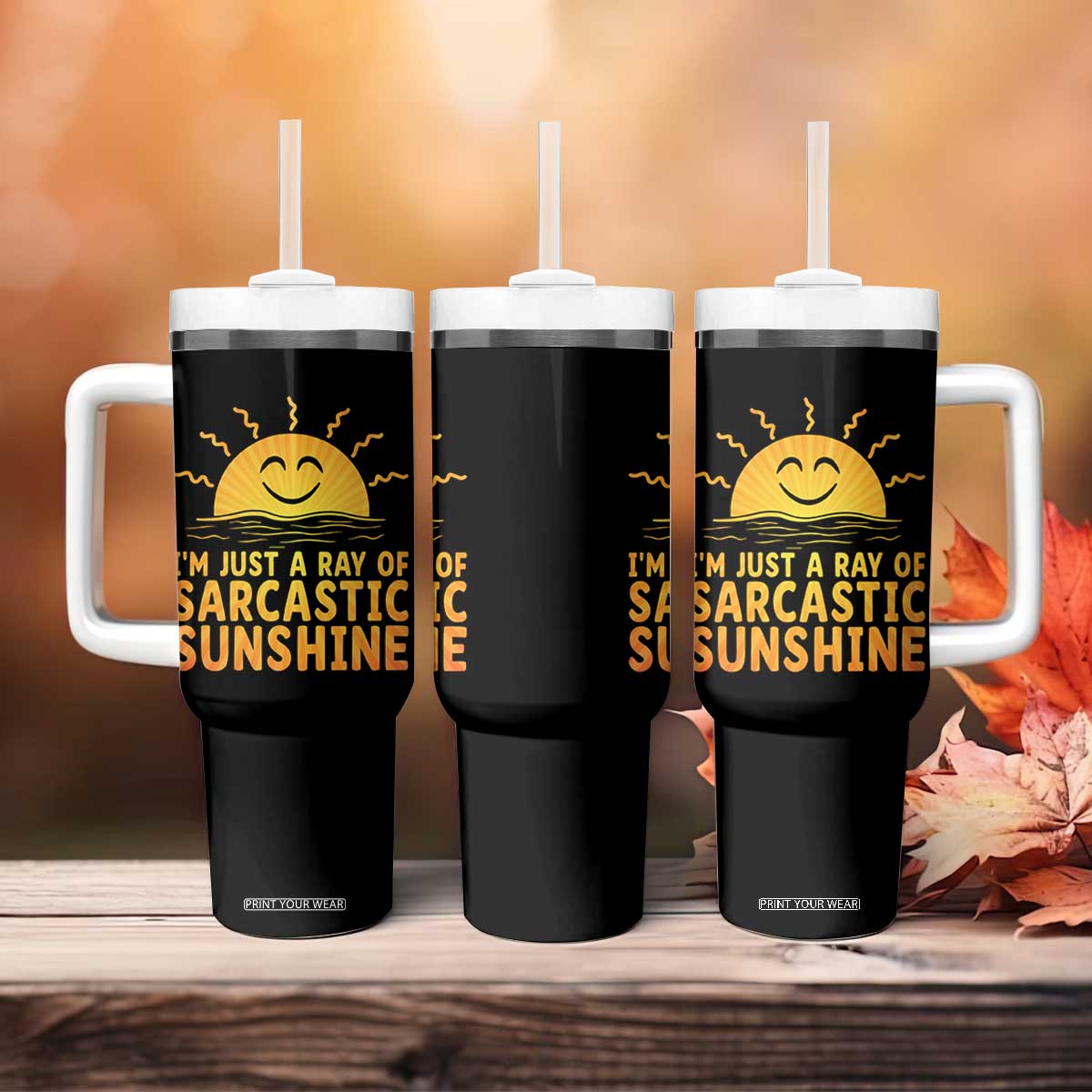 Funny Im Just A Ray Of Sarcastic Sunshine Tumbler With Handle No Filter Attitude Gift TS12 Print Your Wear