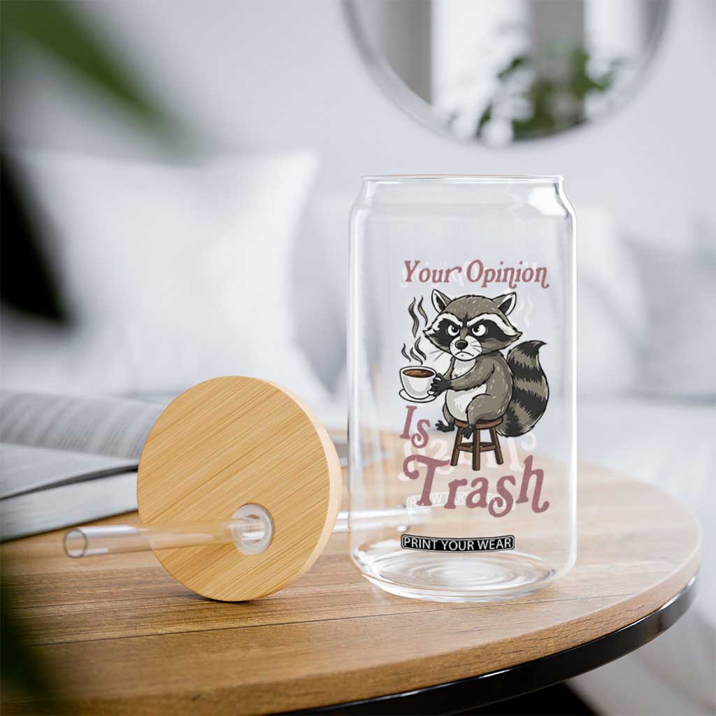 Funny Sarcastic Raccoon Coffee Lover Glass Can Your Opinion Is Trash Gift TS12 Print Your Wear