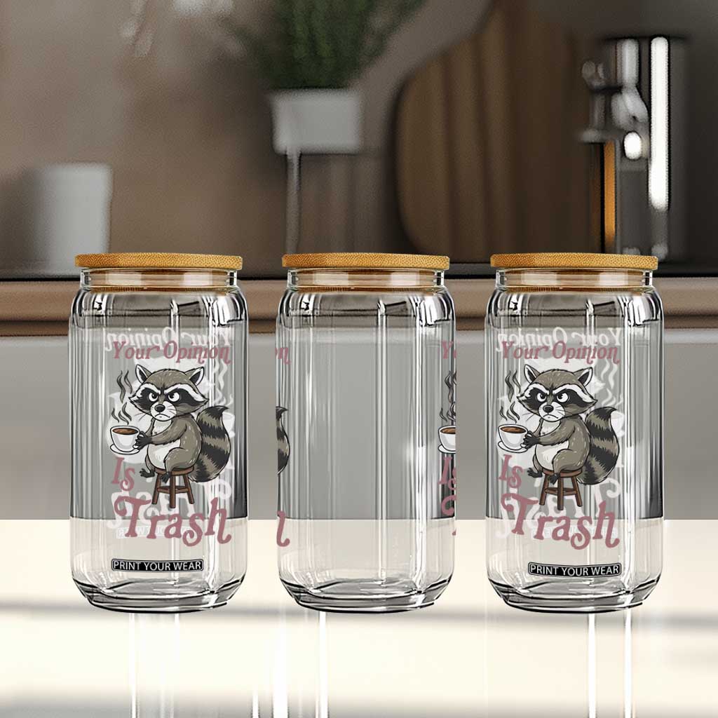 Funny Sarcastic Raccoon Coffee Lover Glass Can Your Opinion Is Trash Gift TS12 Print Your Wear