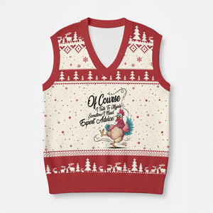 Of Course I Talk To Myself I Need Expert Advice V-Neck Knit Sweater Vest Funny Sarcastic Quote TS12 Beige Red Print Your Wear