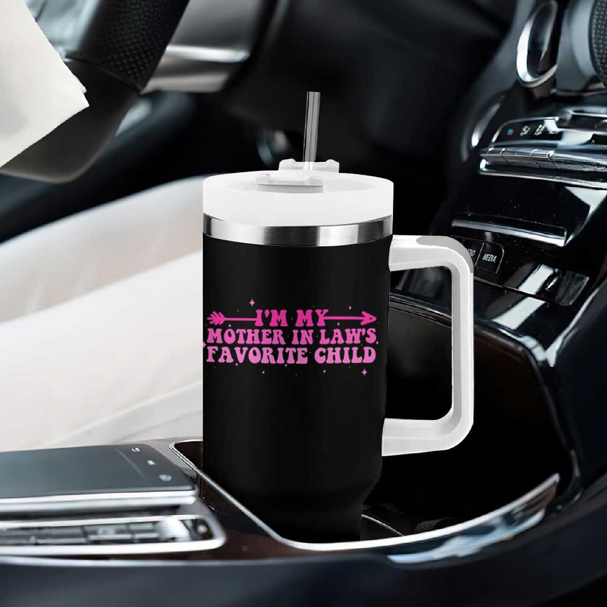 Funny In Law Gift Tumbler With Handle I Am My Mother In Laws Favorite Child TS12 Print Your Wear