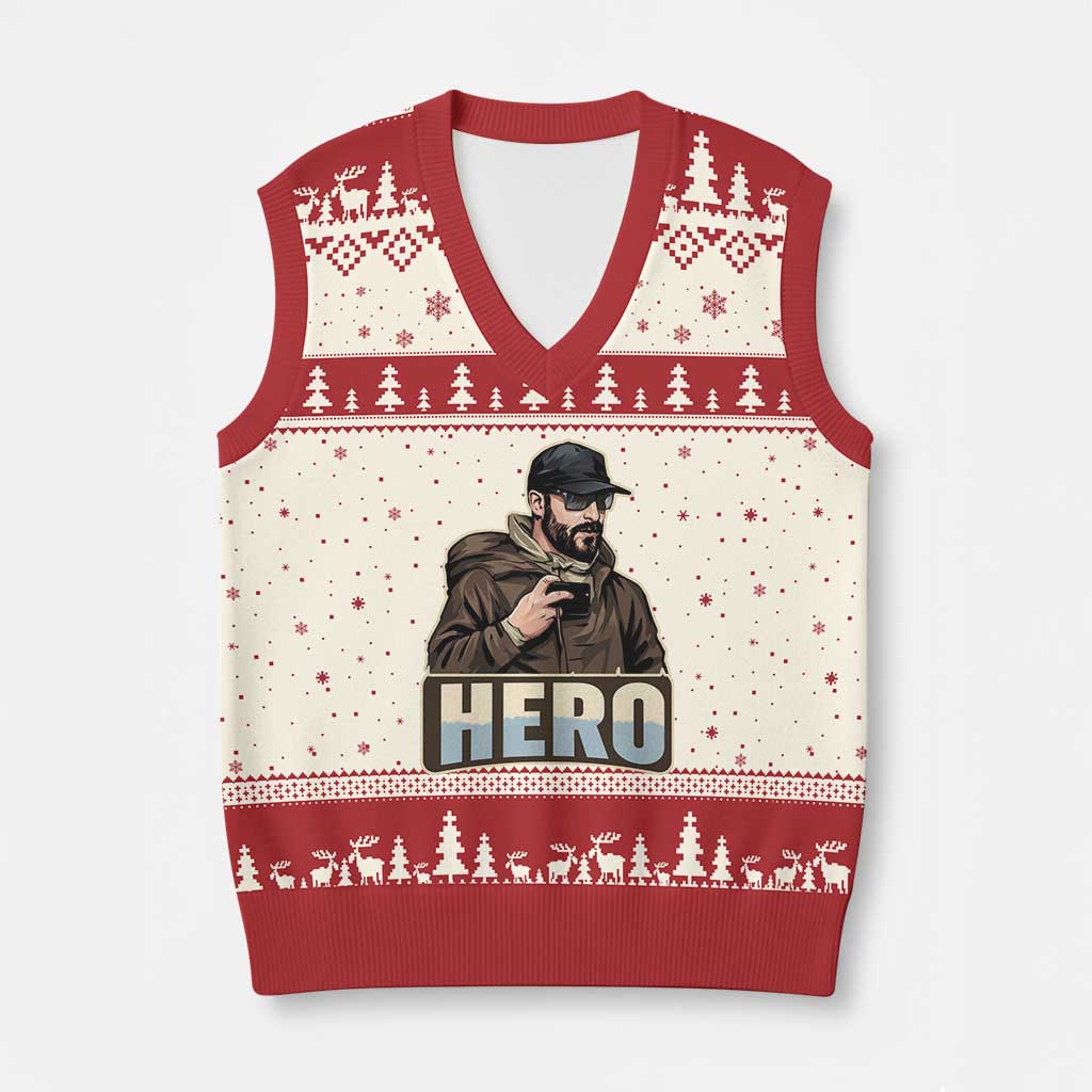 Community Hero Alex Pretti V-Neck Knit Sweater Vest Minneapolis Support Gift TS12 Beige Red Print Your Wear