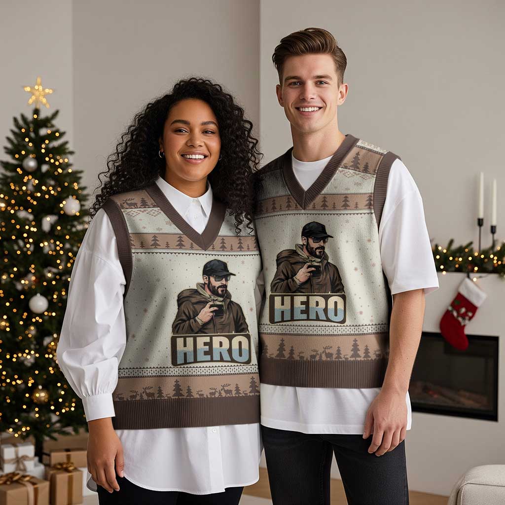 Community Hero Alex Pretti V-Neck Knit Sweater Vest Minneapolis Support Gift TS12 Mocha Mousse Print Your Wear